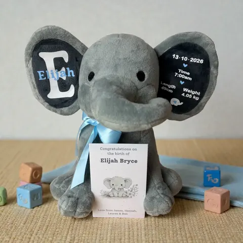 Personalised Elephant & Premium Magnet - GREY