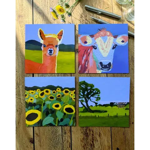 Landscape/Animal Art Print Greeting Cards - Set of 4