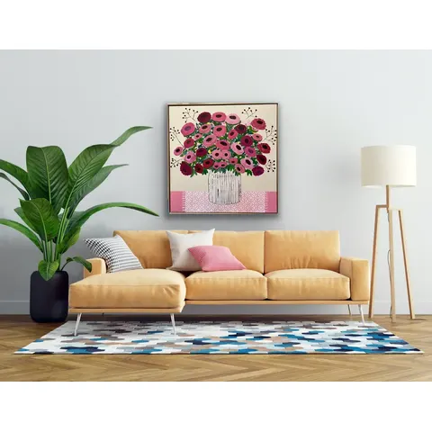 'Elegance in Pink' - 83cm x 83cm x 5.5cm Framed