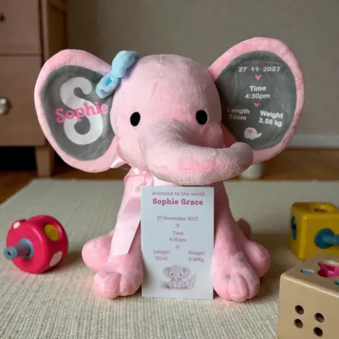 Personalised Elephant & Premium Magnet - PINK