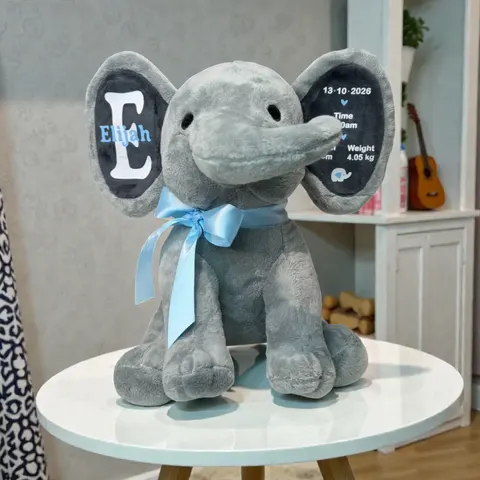 Personalised Baby Elephant Keepsake - GREY
