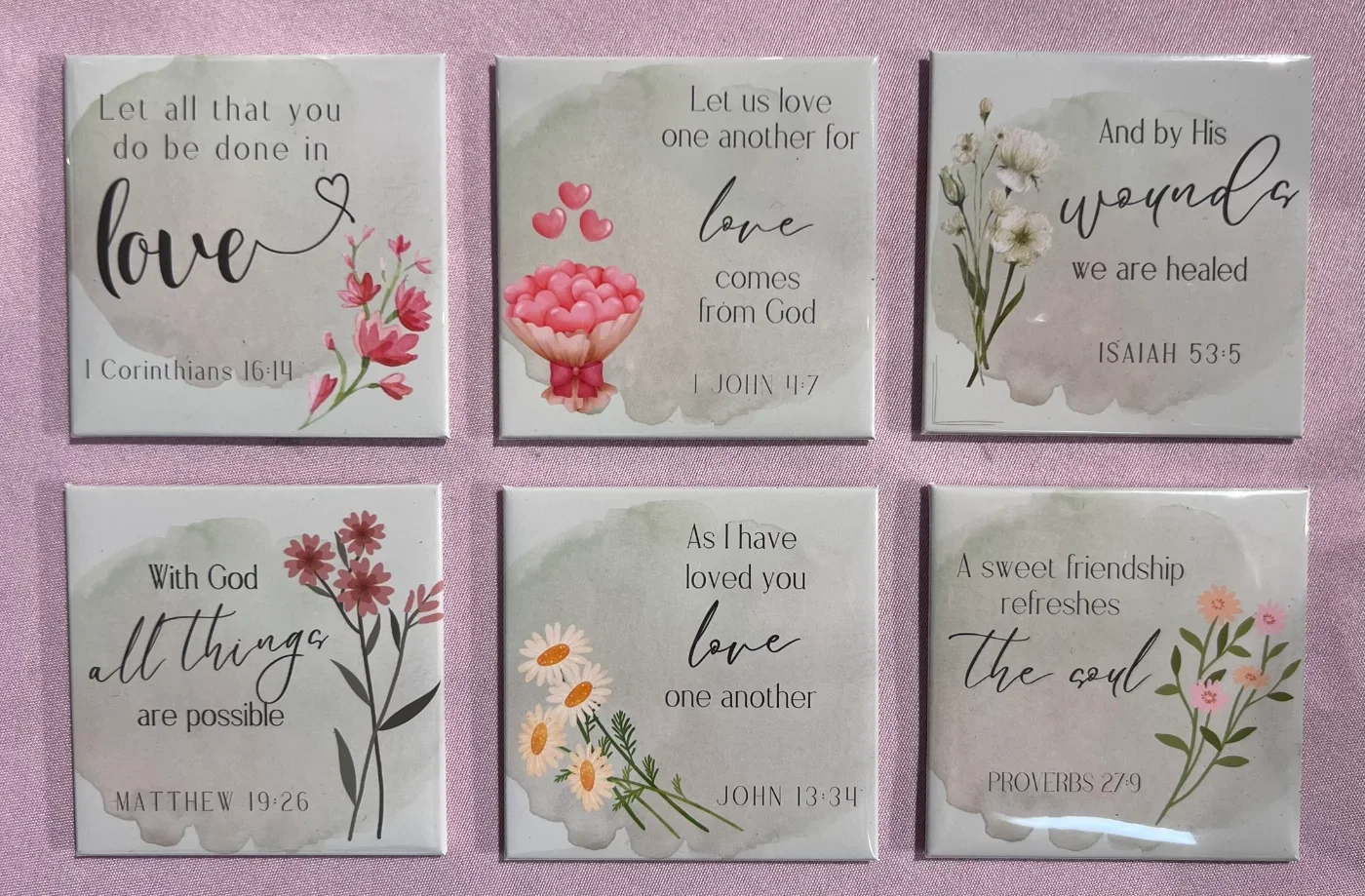 Ready-made Bible Verse Magnets - Set of 6 - 6.35cm x 6.35cm